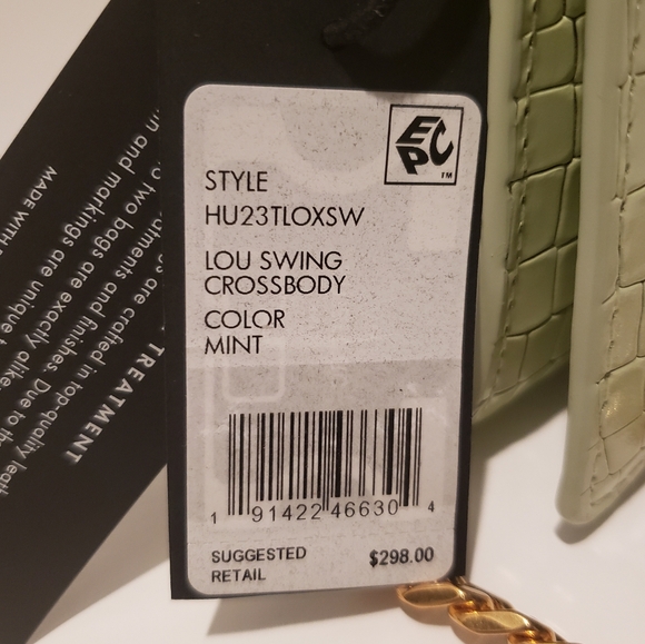 💖REBECCA MINKOFF Lou Mint Green Croc-Embossed Crossbody Bag NWT - Picture 12 of 17